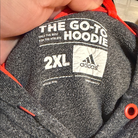 Adidas Charcoal Hoodie with Red Emblem - Picture 2 of 6